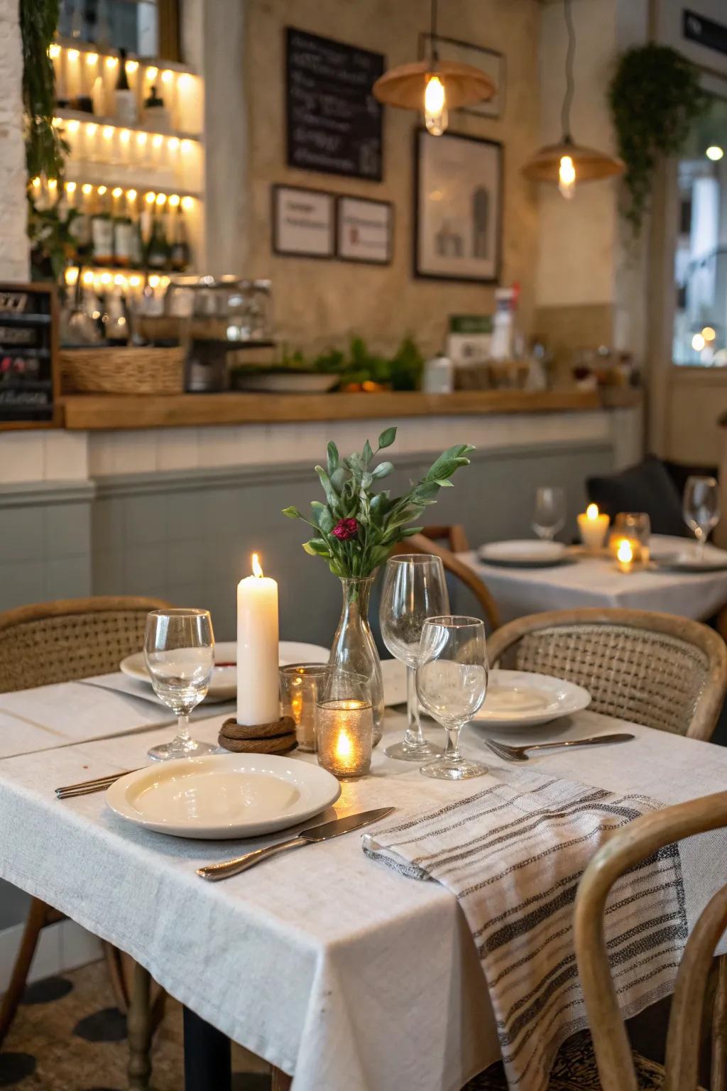 A relaxed bistro vibe with elementary settings conducive to an unconstrained environment.