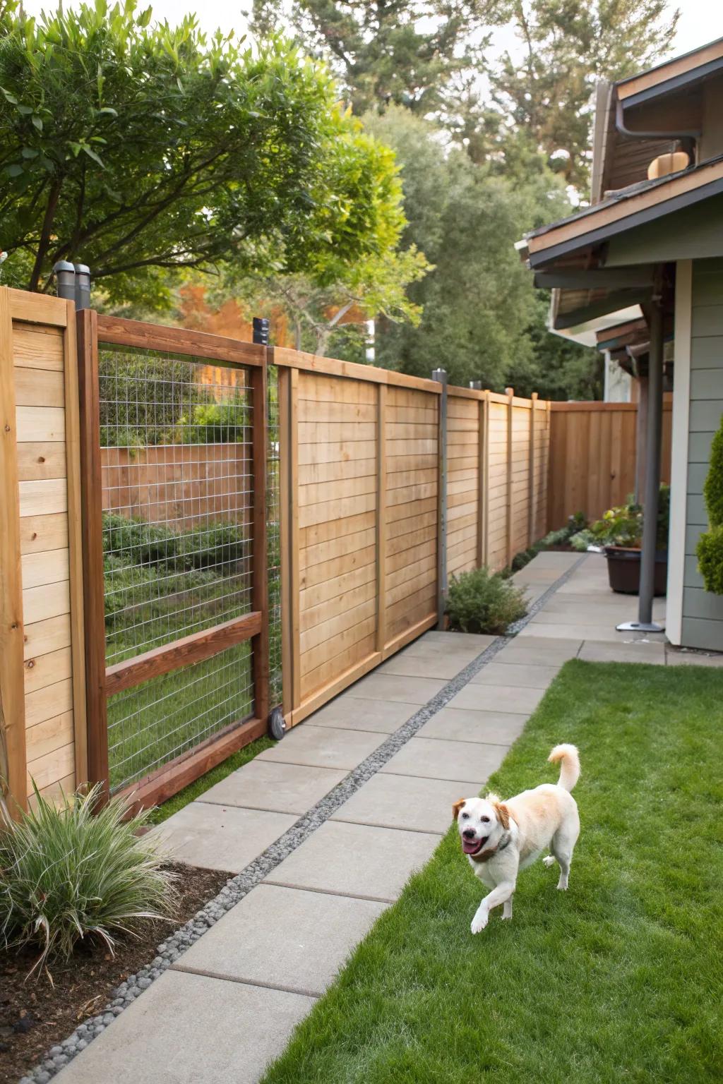 A blended material fence that combines creativity, style, and function.