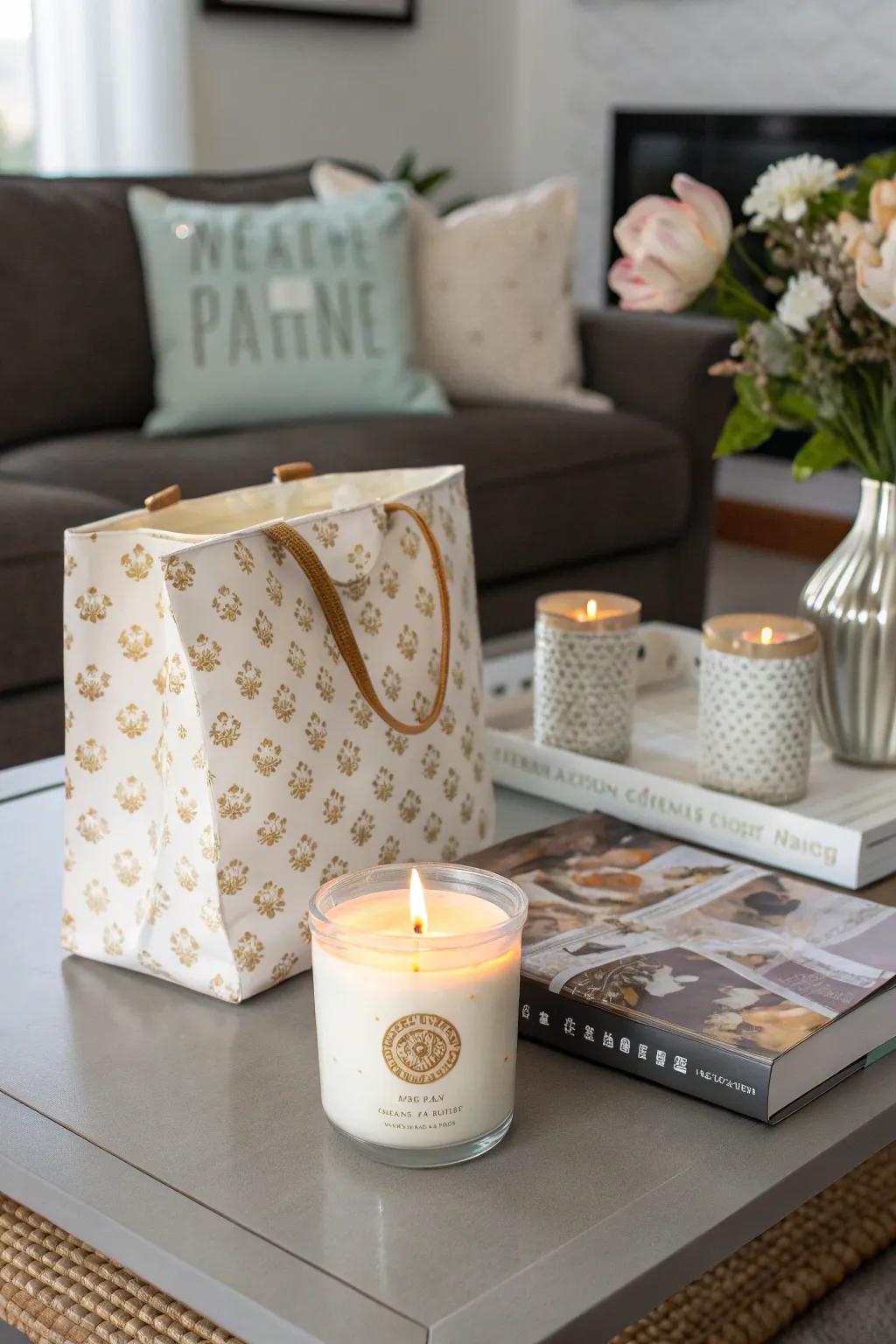 Pet-approved candle and treat set for cozy moments.