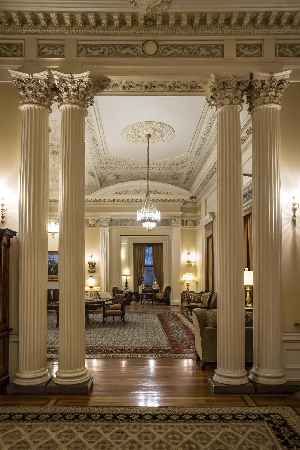 Structural details add character and elegance to the space.