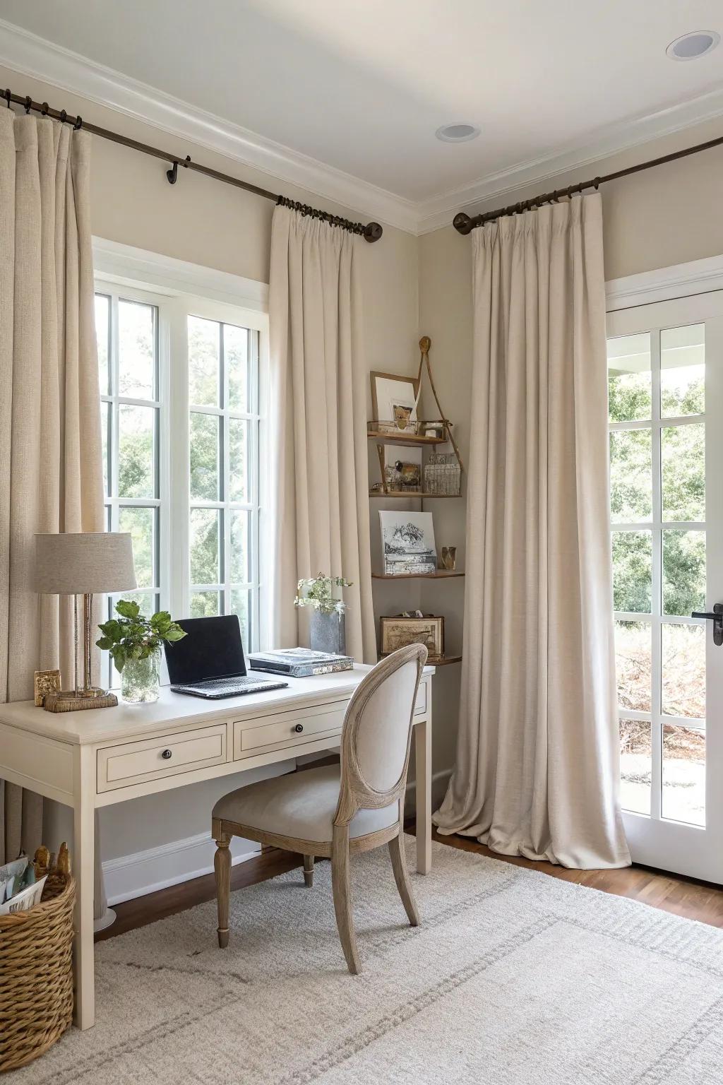 Neutral tones enhance elegant simplicity.
