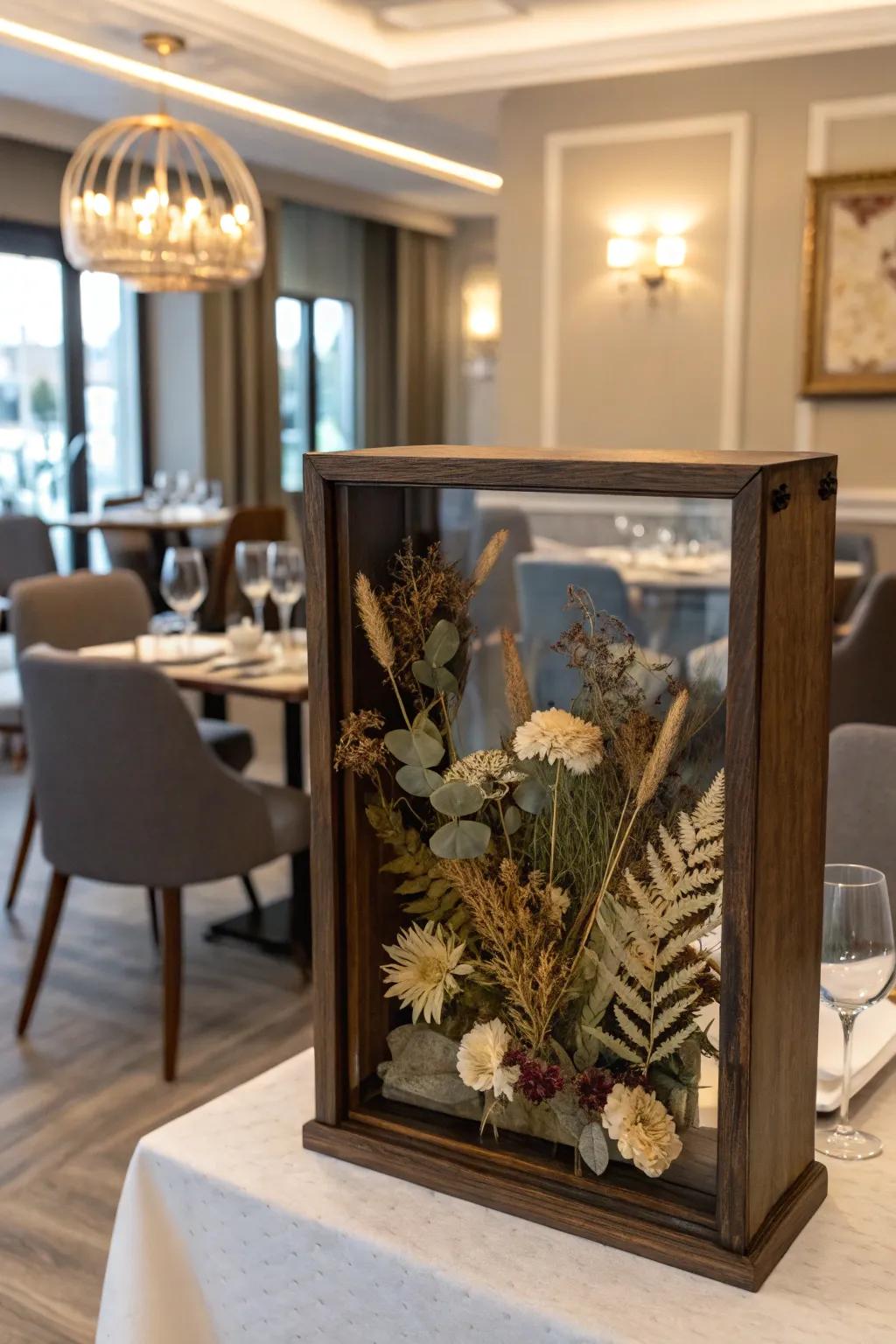 Add dimension to your home design through a layered dried flower display.