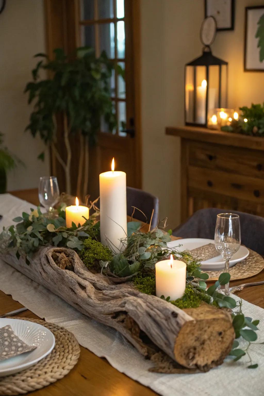 Create a captivating table setting with a seafaring wood centerpiece.