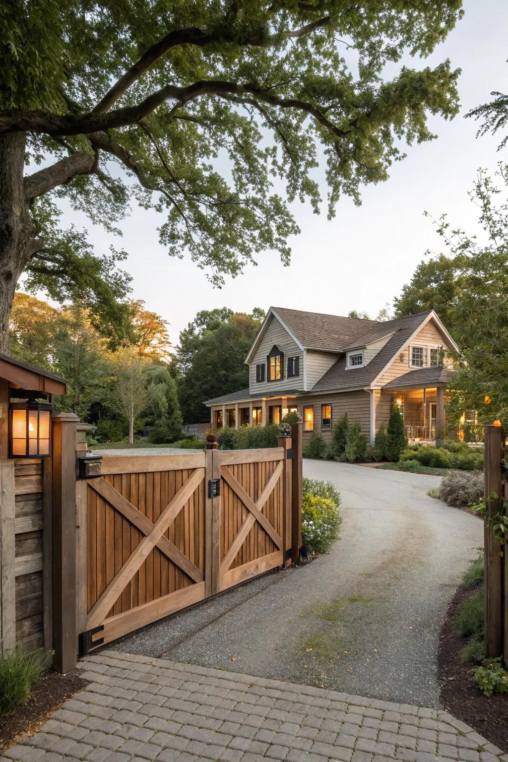 A contemporary rural gate that blends unrefined charm with contemporary style.