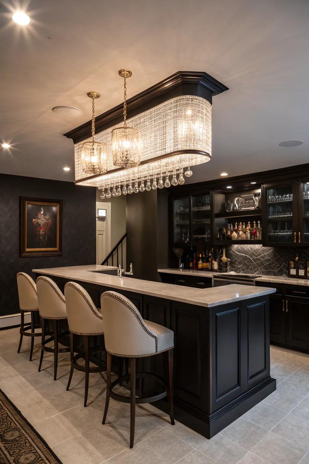 Statement illumination elevates the entire atmosphere.