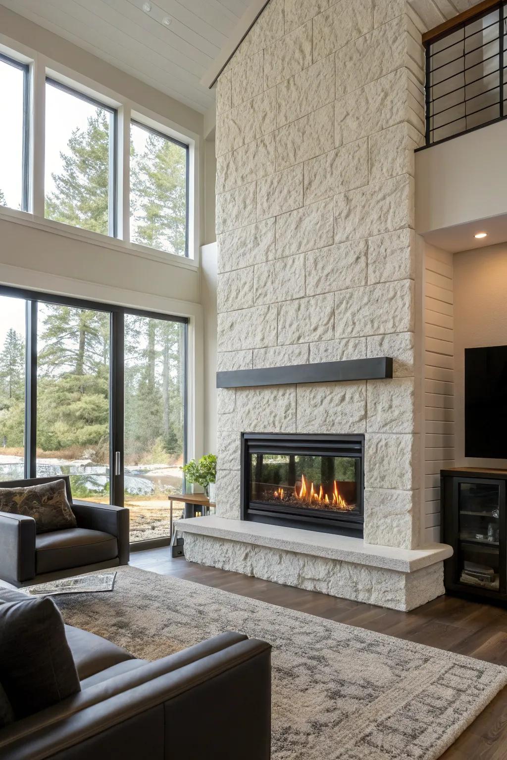 Textured finishes make a sheetrock fireplace look better.