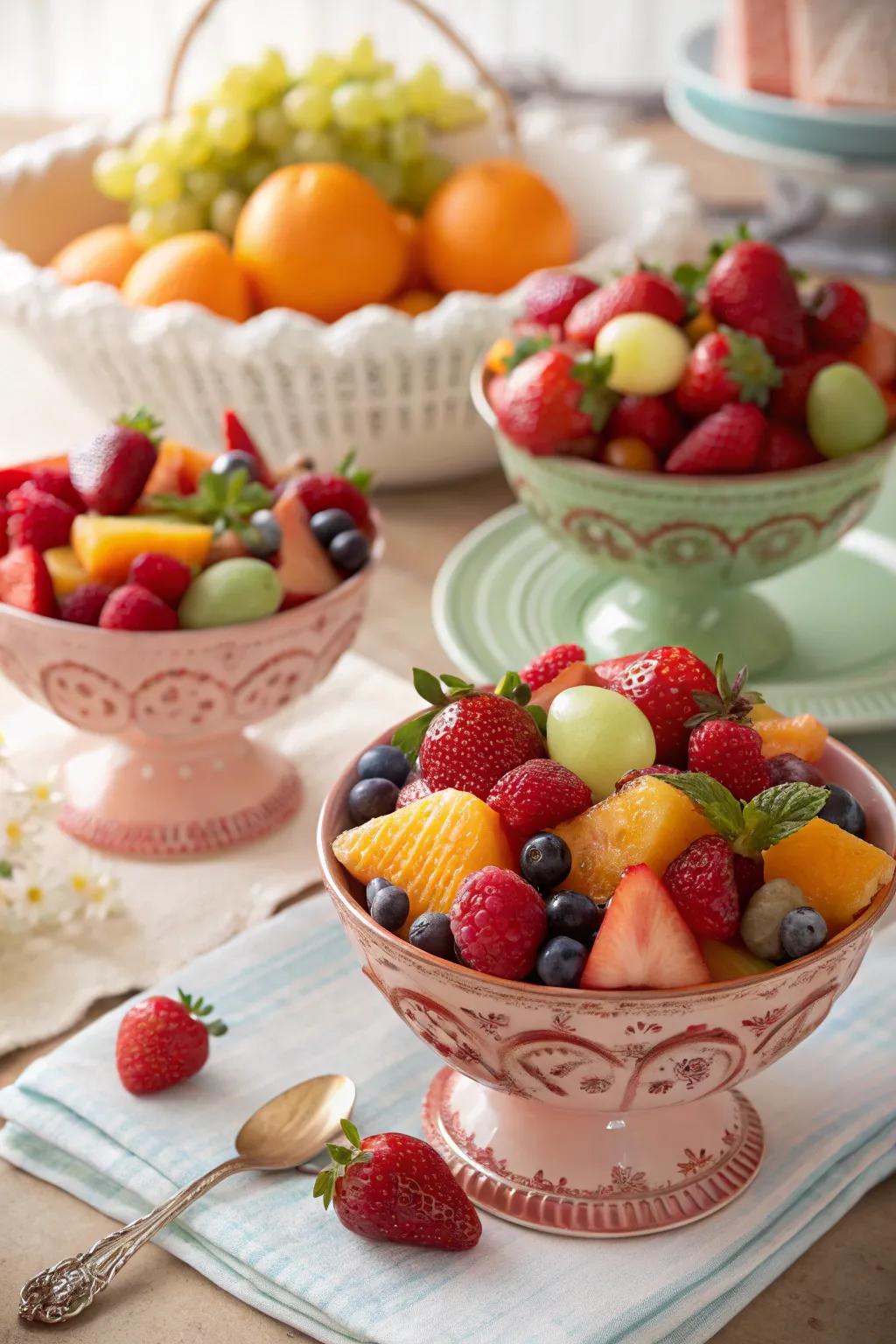 A fresh and visually appealing fruit medley with a seasonable twirl.