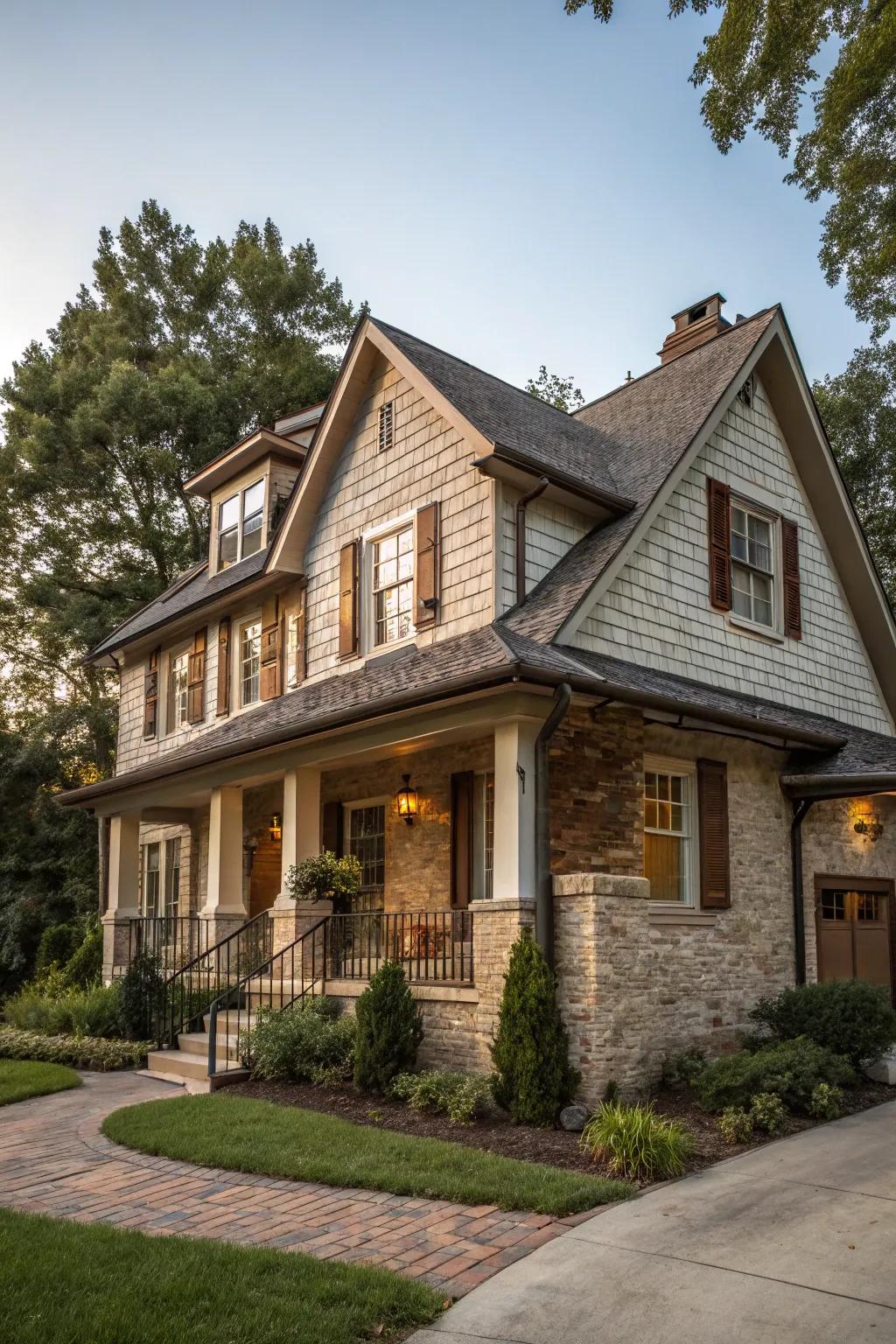 A classically designed home constructed with durable materials, projecting enduring beauty and strength.