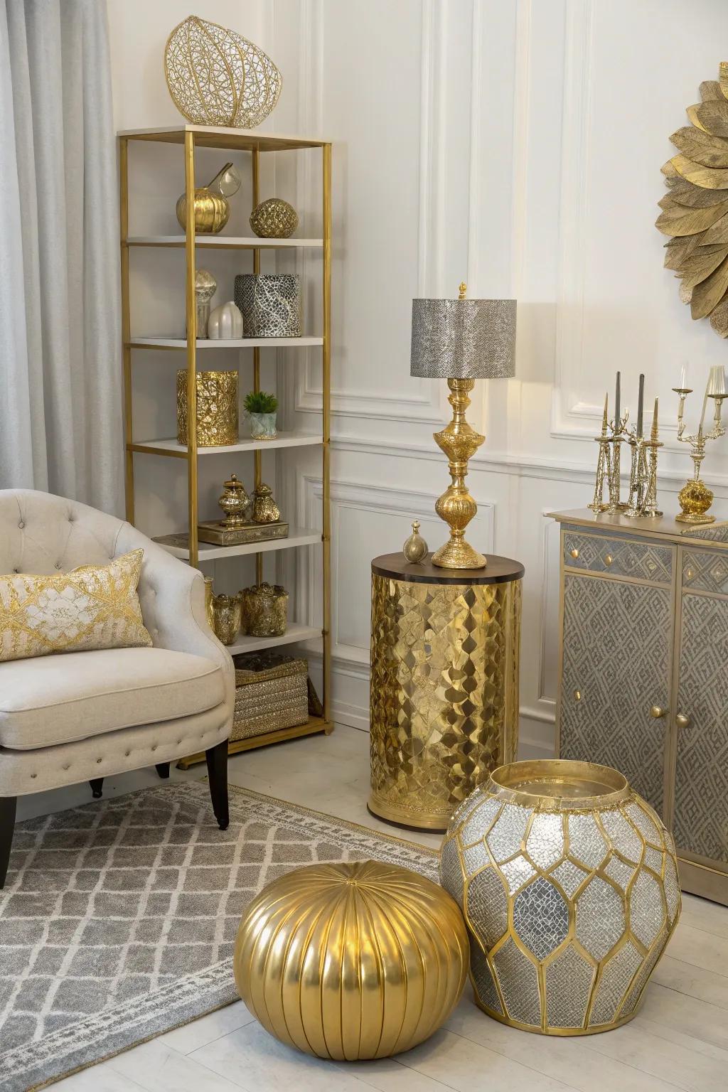 Incorporate a trace of opulence through metal highlights.