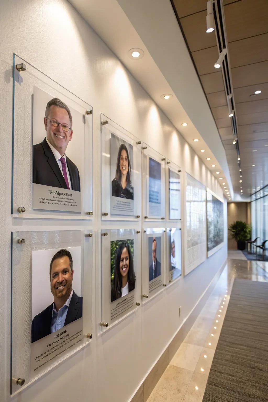 A sophisticated and adaptable photo display featuring acrylic elements.