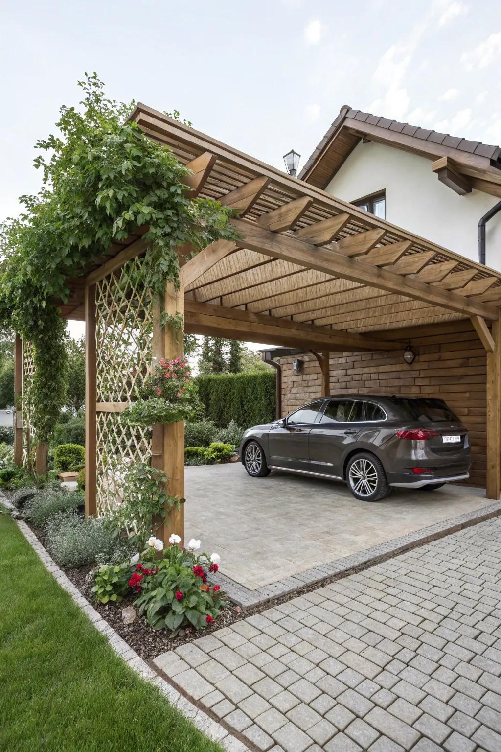 Enhance your carport featuring a stylish and functional pergola.