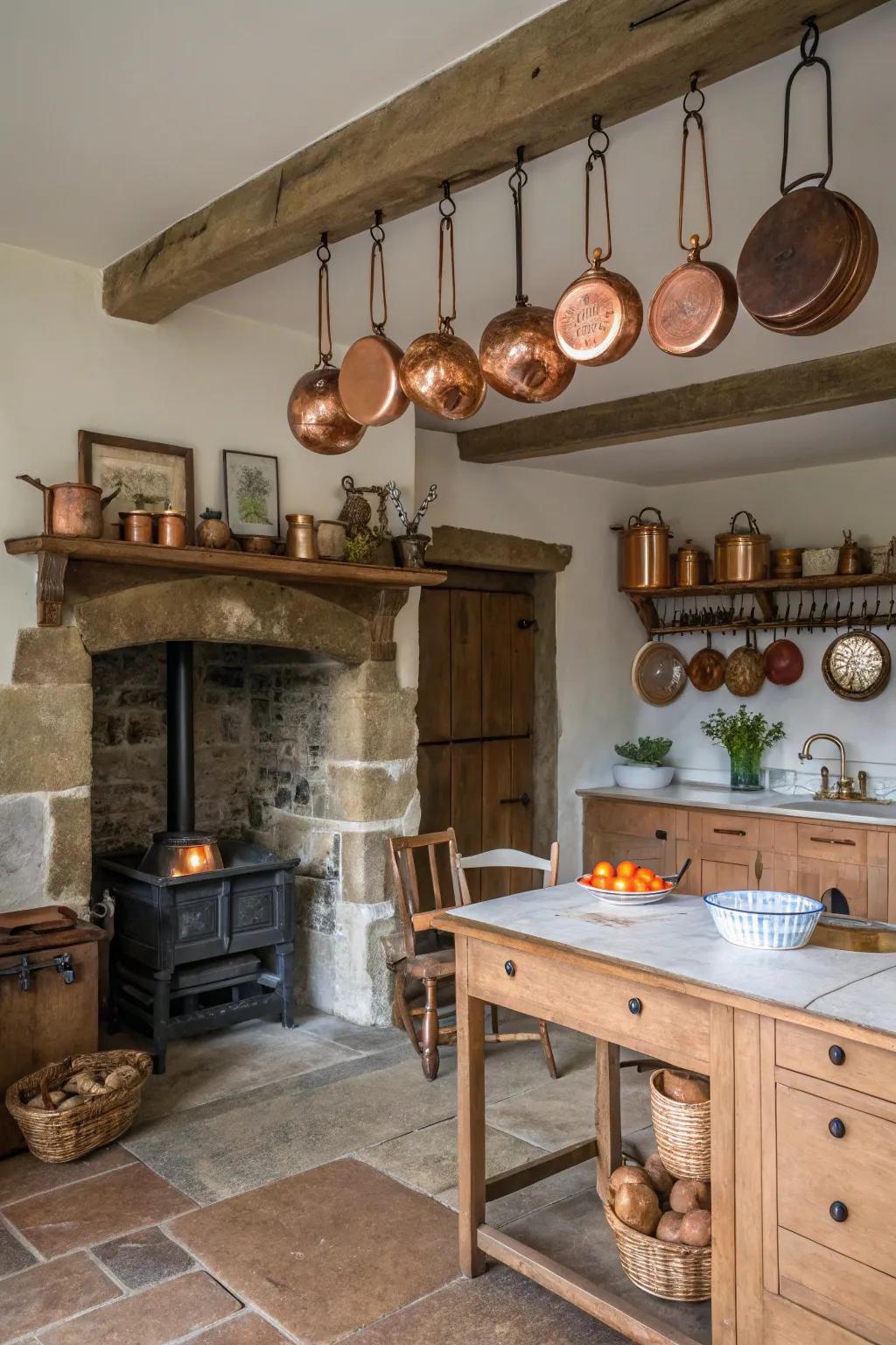 Rustic accent with metal.