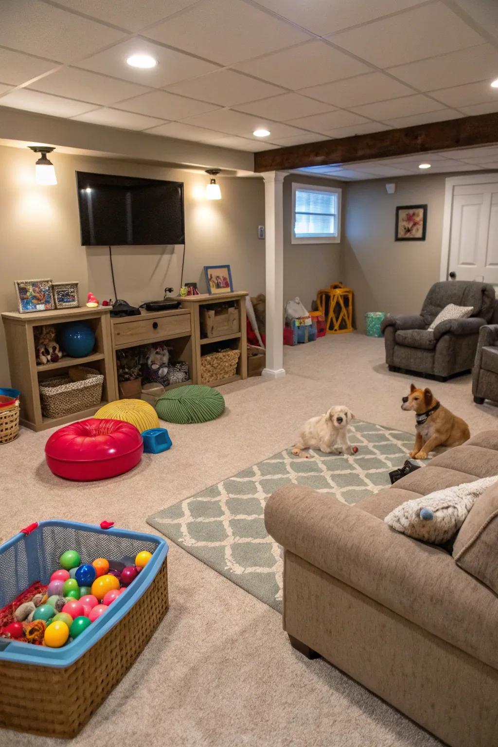 Keep your furry friends happy with a pet play space.