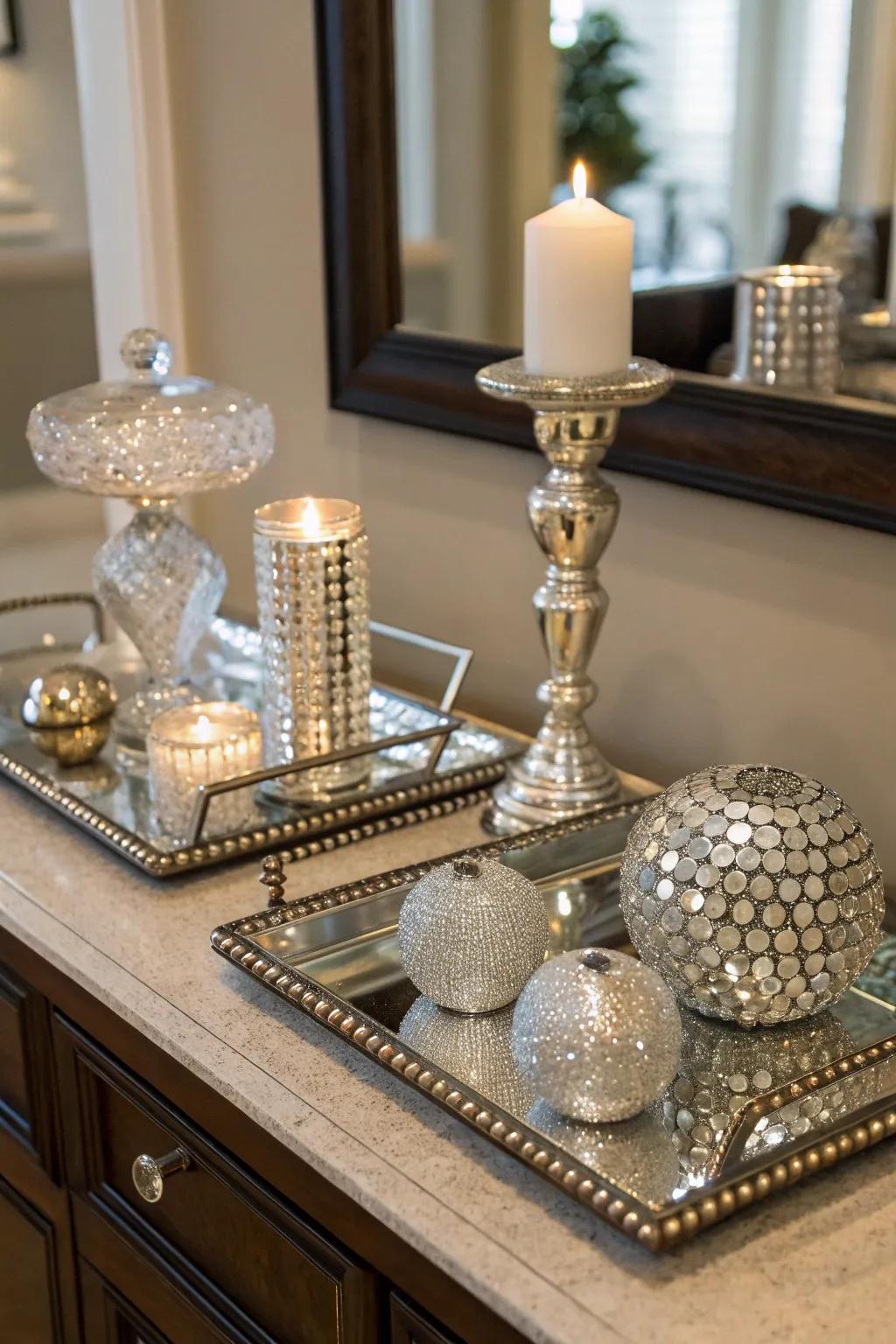 Light-reflecting surfaces add light and dimension to your entry area.
