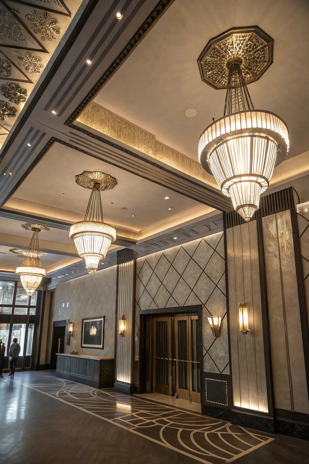 Artistic era fixtures designed to provide a sophisticated and glamorous flourish.