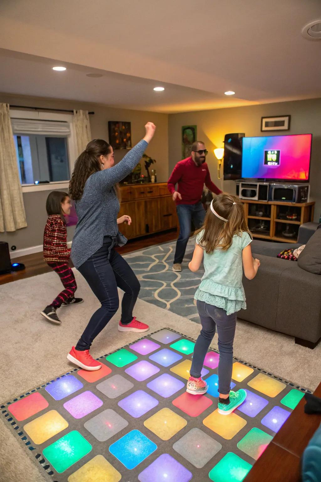 A spirited family dance celebration brimming with joy and movement.