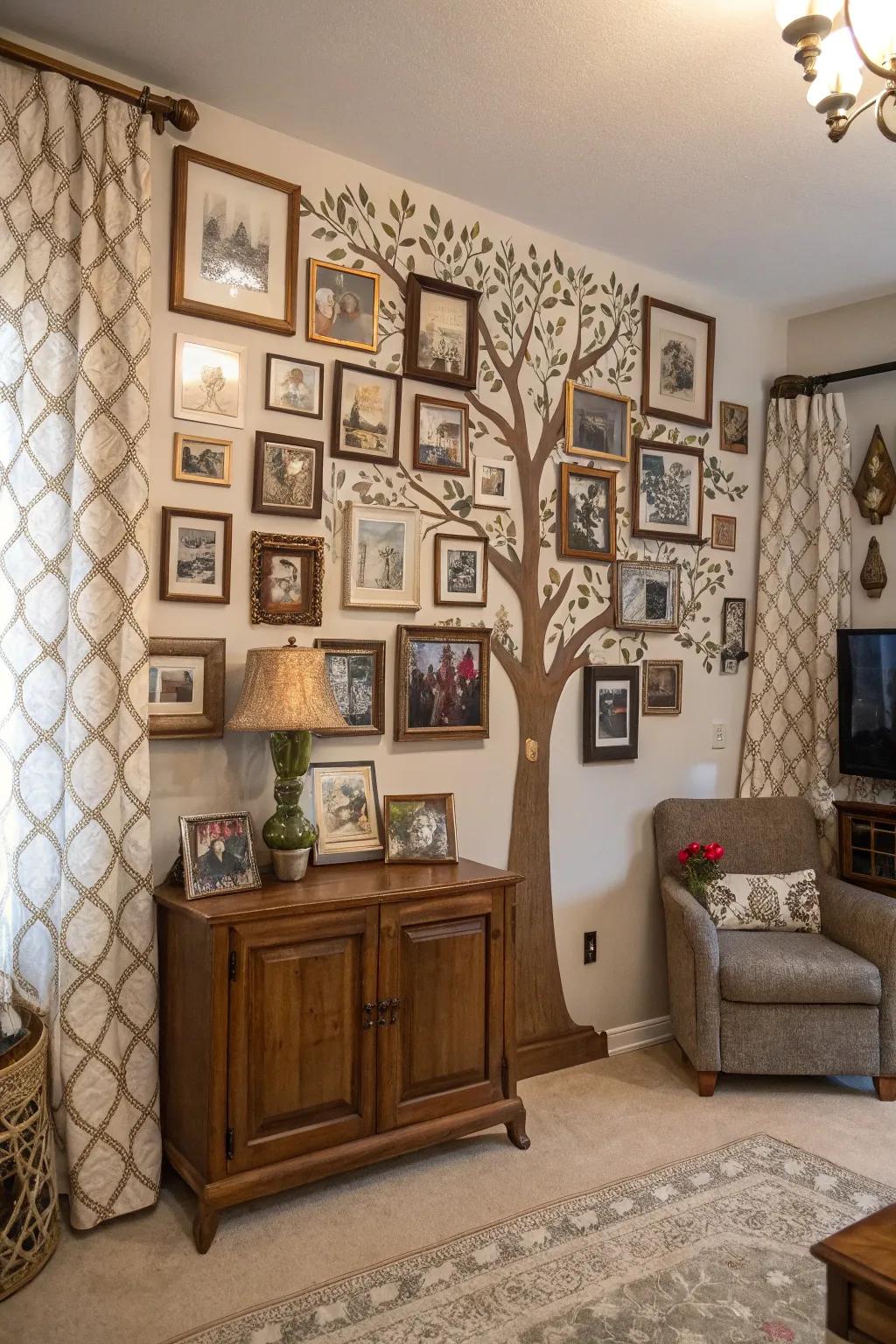 Family history displays celebrate heritage.