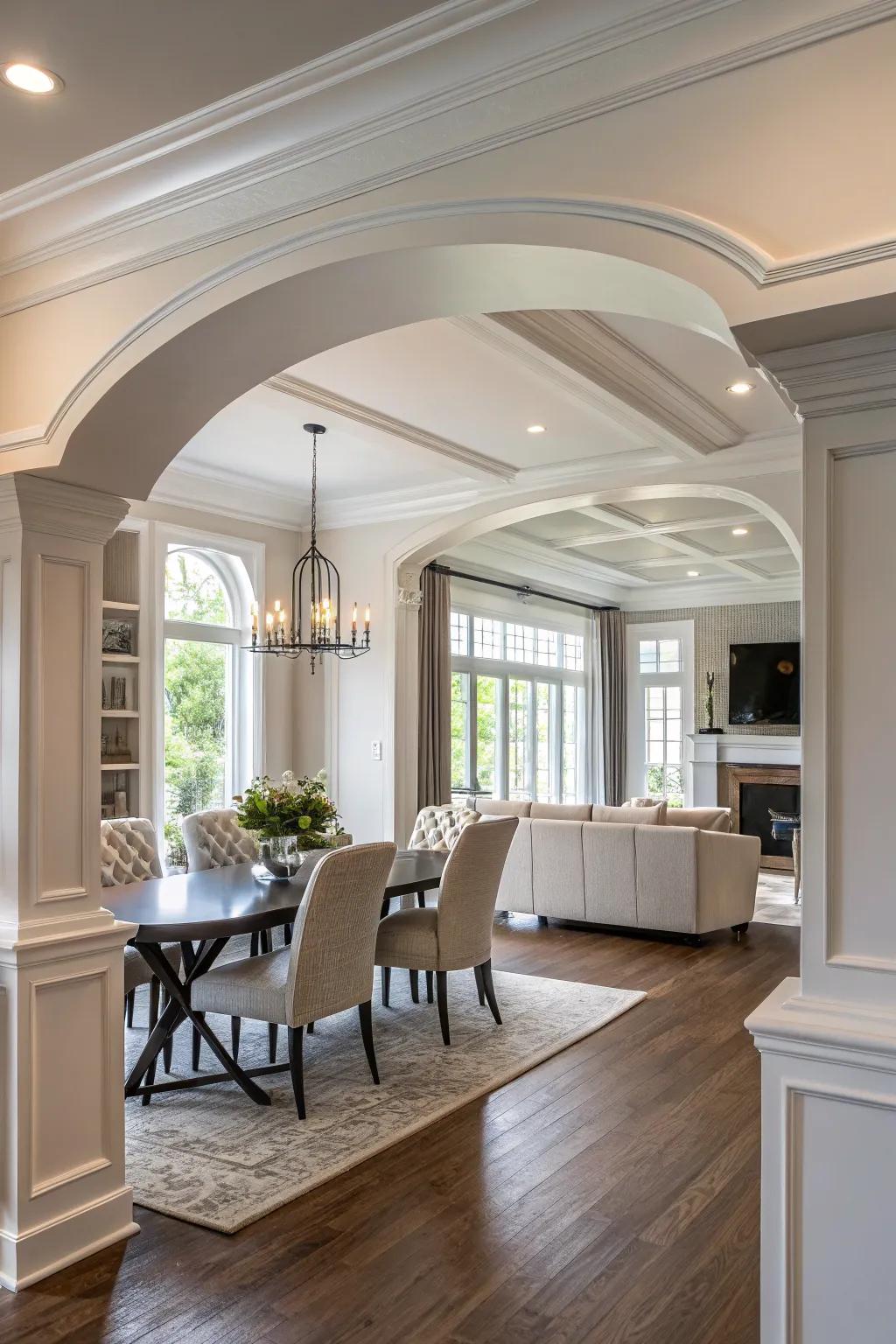 Define open areas with ornamental simulated trim.