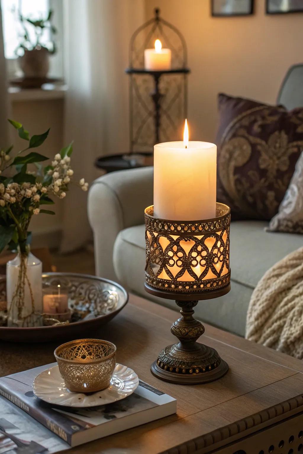 With this chic decorative candle, create a cozy ambiance.