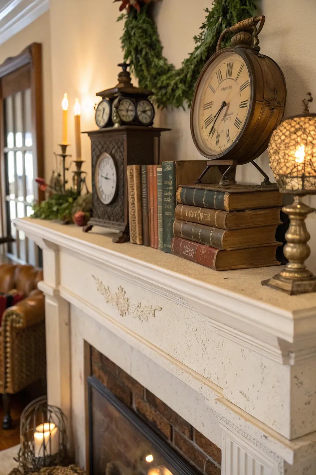 Classic discoveries bestowing the mantel with a historical charm.