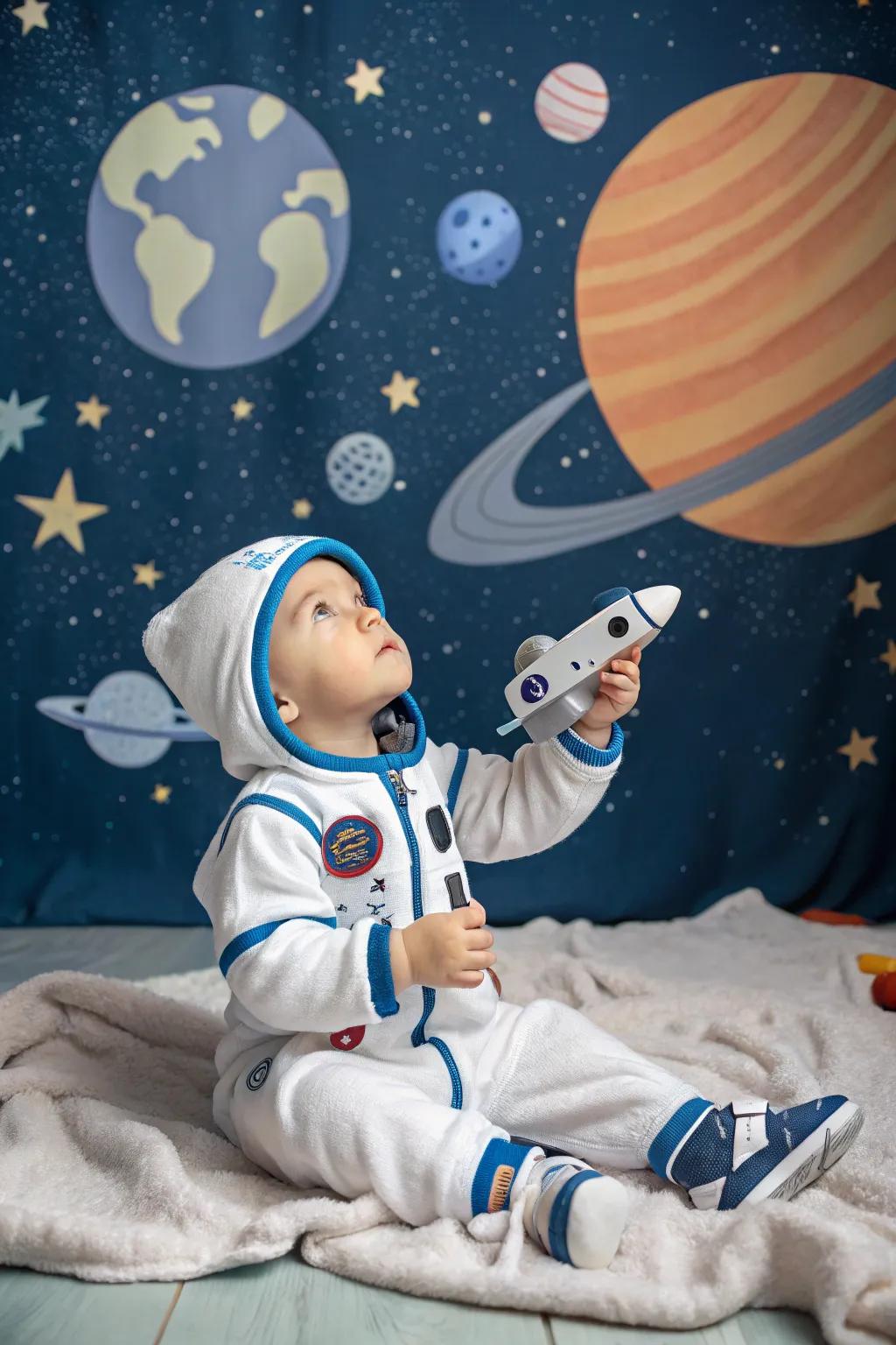 An astronaut costume for a cosmic inaugural Halloween adventure.