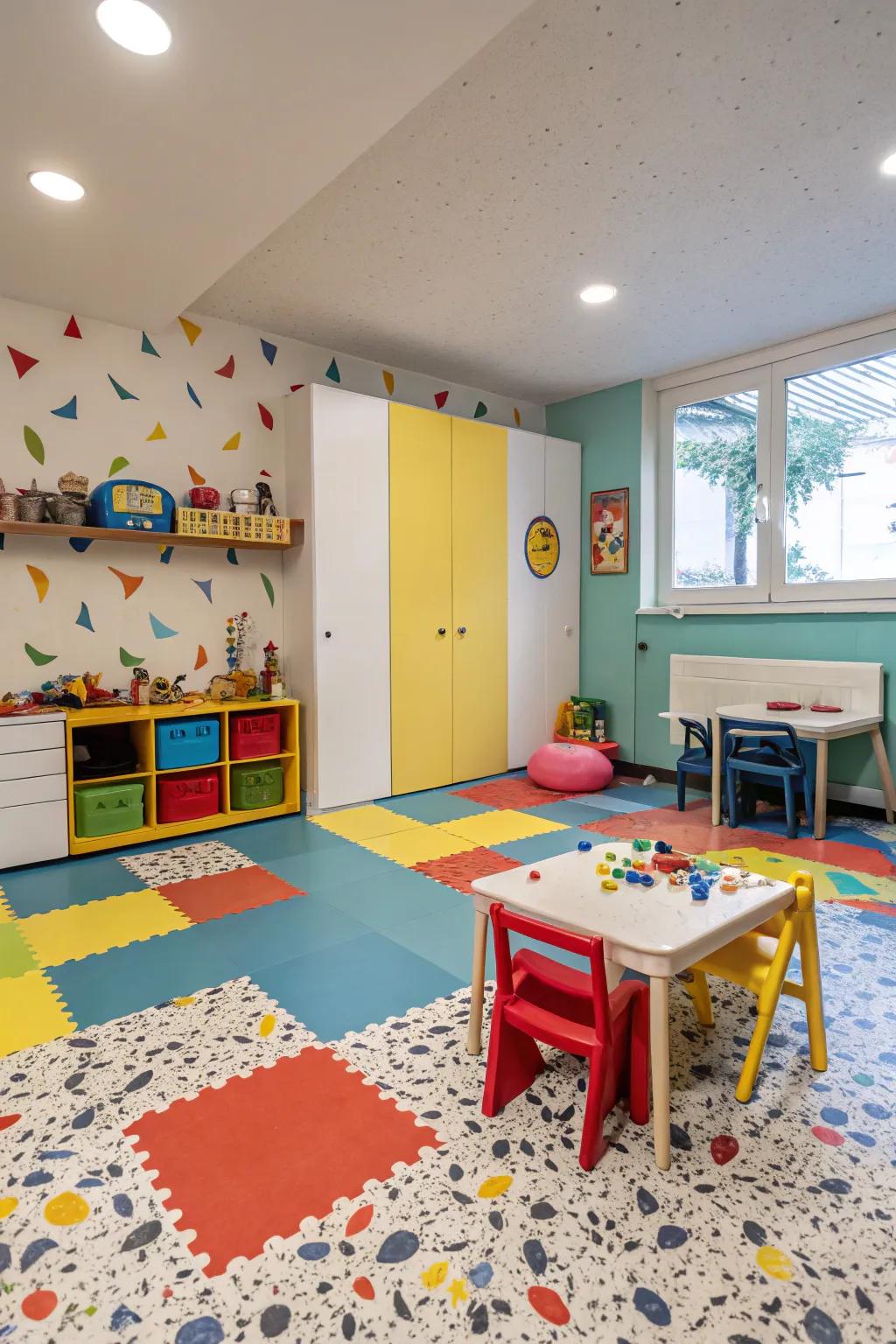 Resilient floors offer durability and a splash of color.