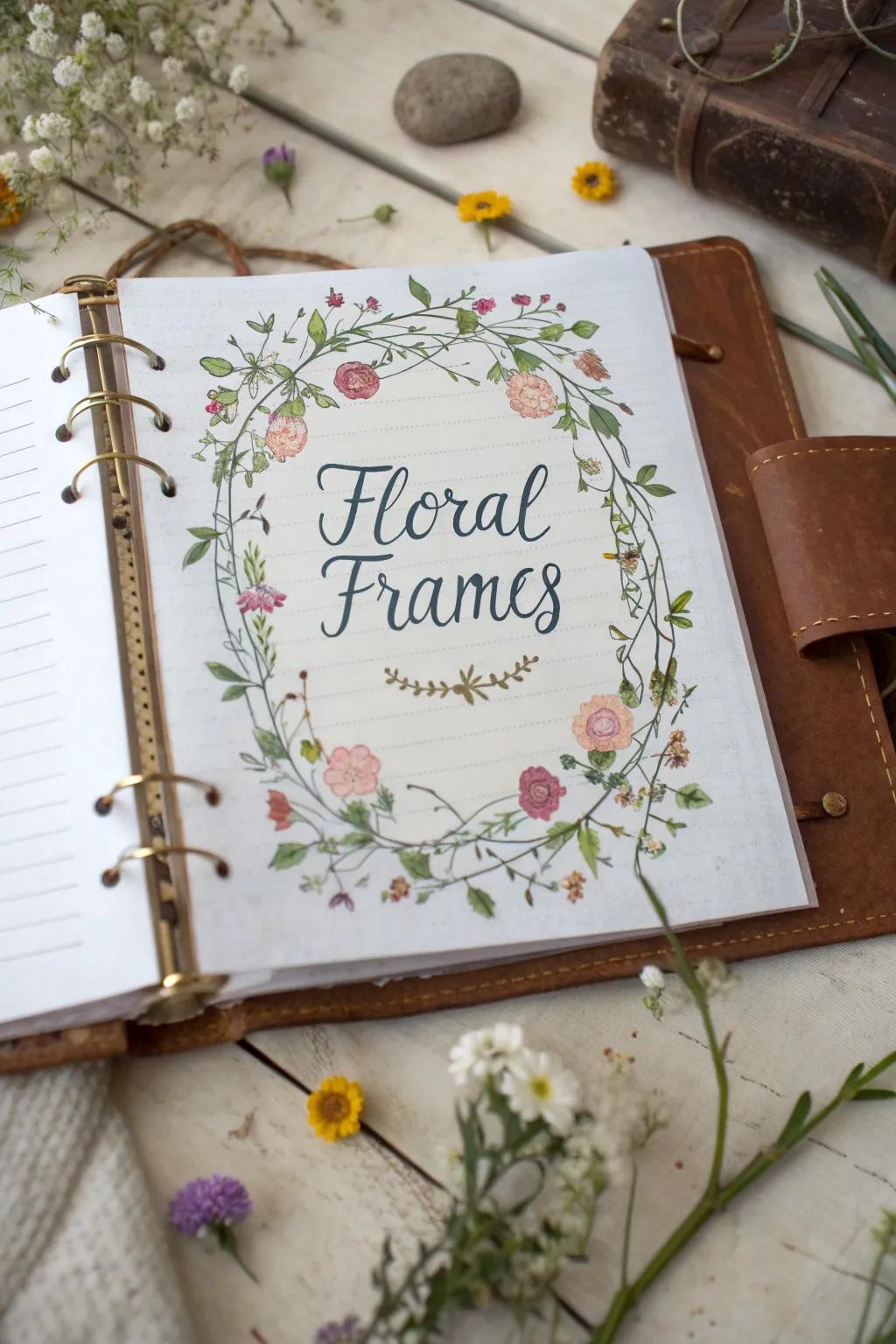 Flowering frames elegantly accentuate special notes.