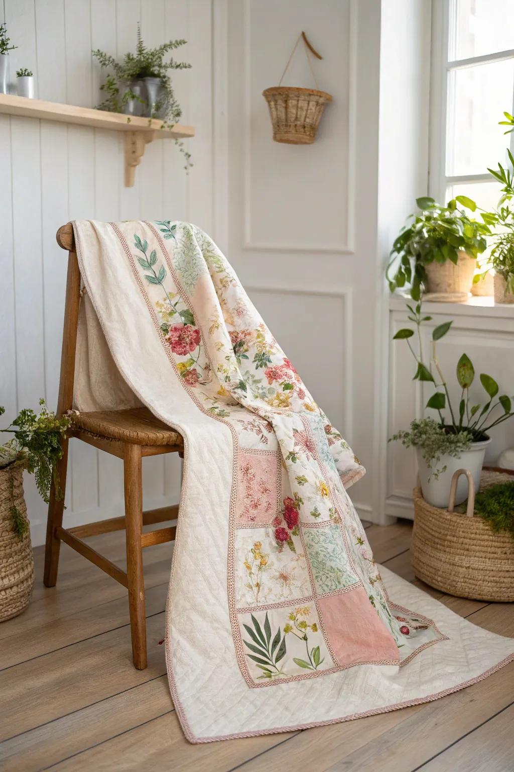 Wrap yourself in the enchanting beauty of a floral variety magic quilt, where every stitch tells a story of nature's elegance.