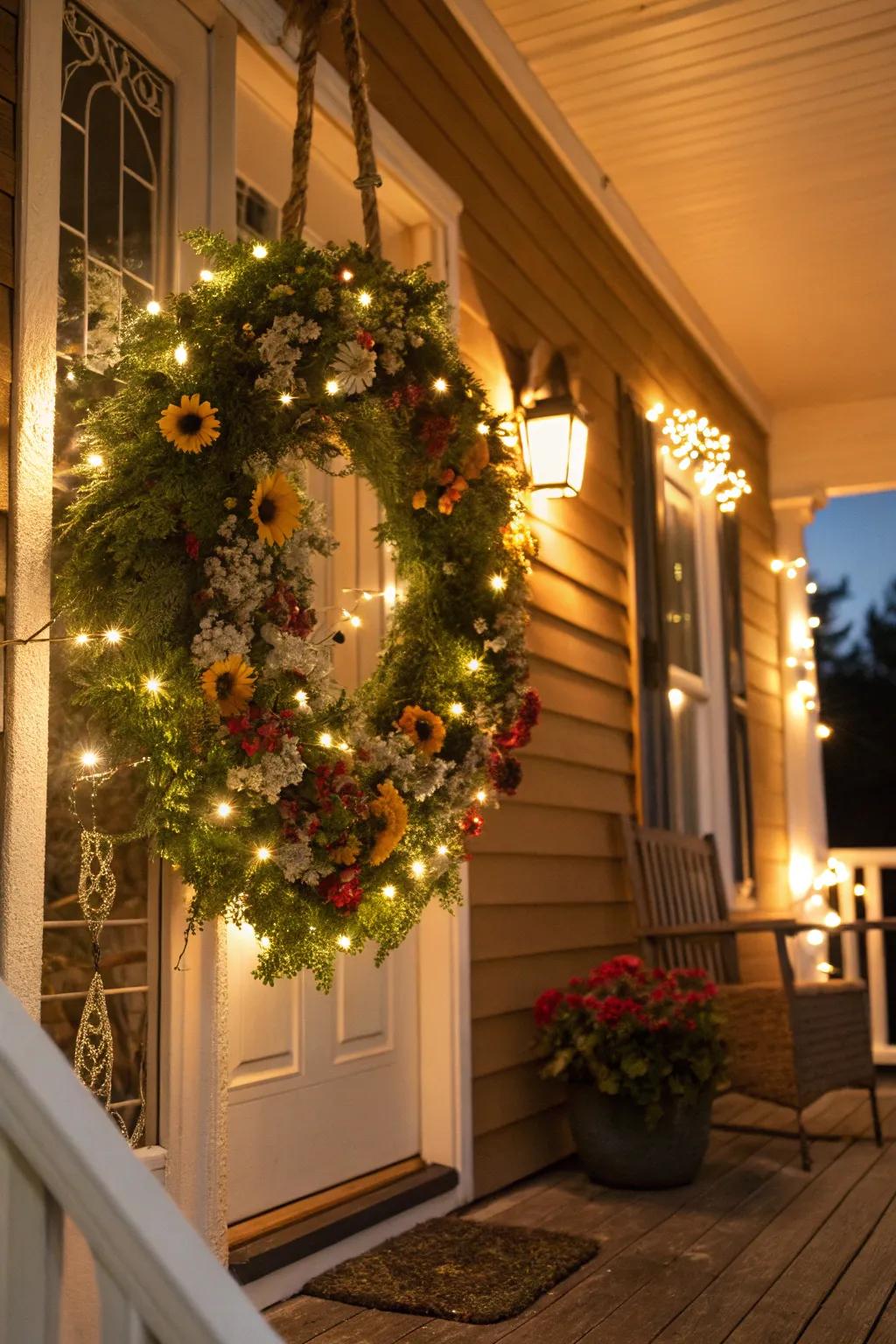 Illuminate your nocturnal hours through a wreath that radiates luminescence.