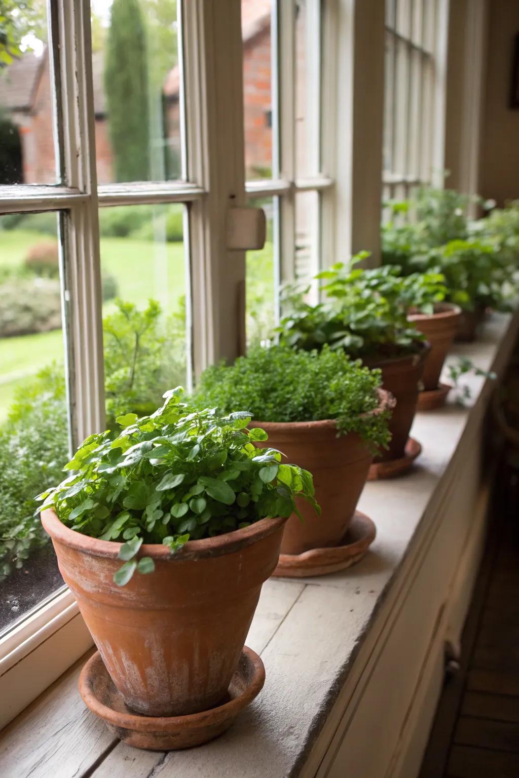 Clay pots bringing the warmth of the rural countryside inside.