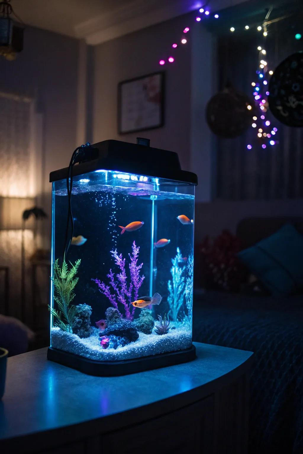 Glow-in-the-dark elements create a magical nighttime display.