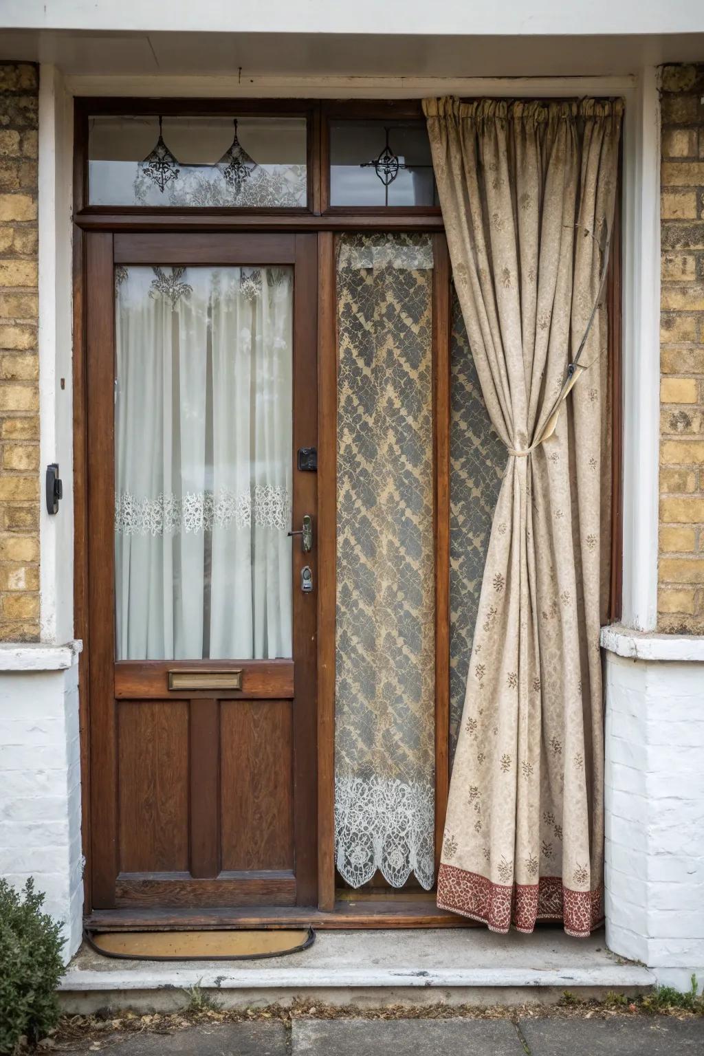 A front door showing a combination of privacy techniques for maximum effect.