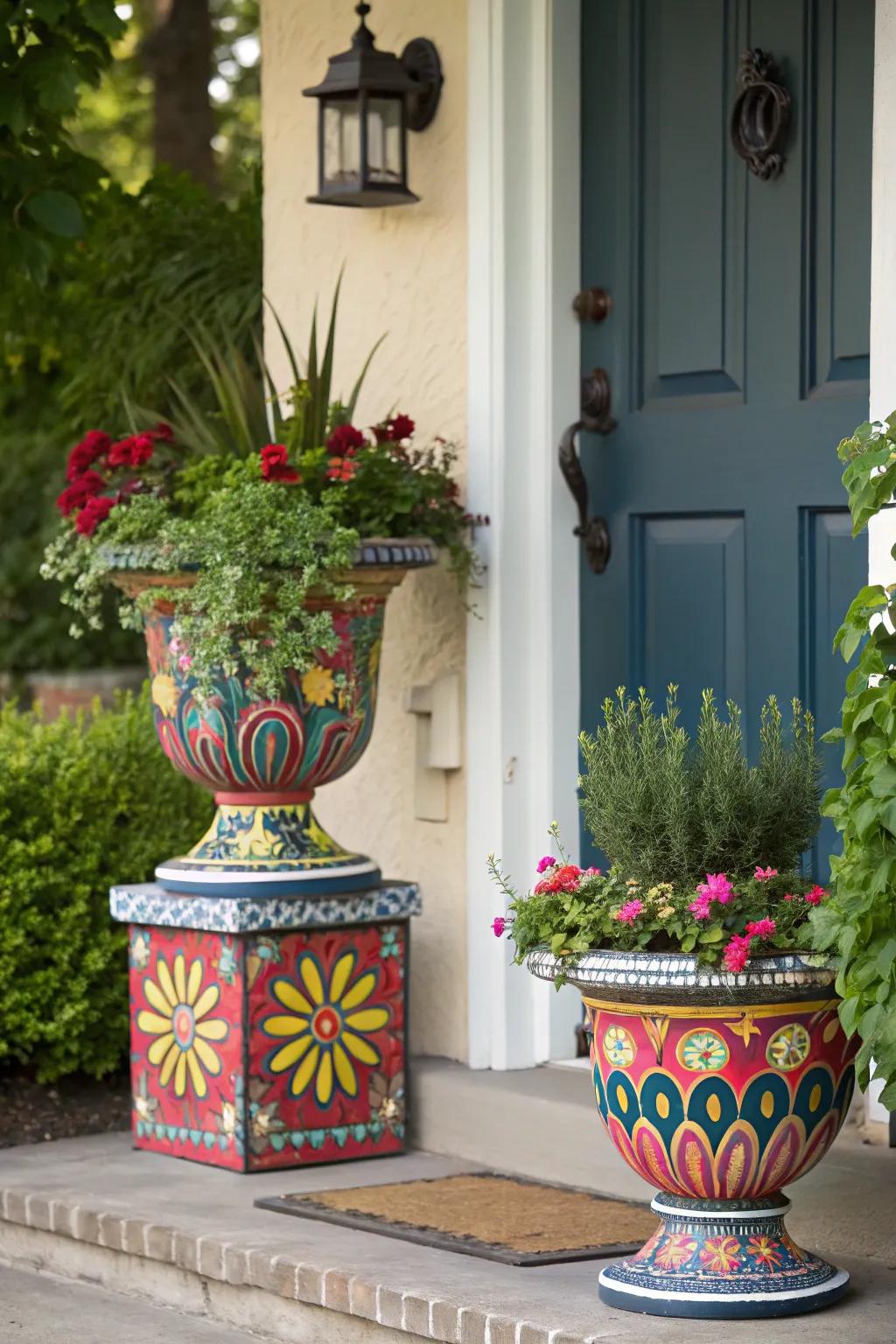 Express your creativity with uniquely painted urns.