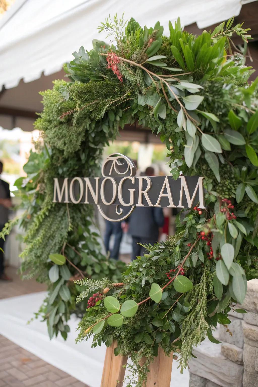 A monogram wreath, making a personalized statement that welcomes all to your home.