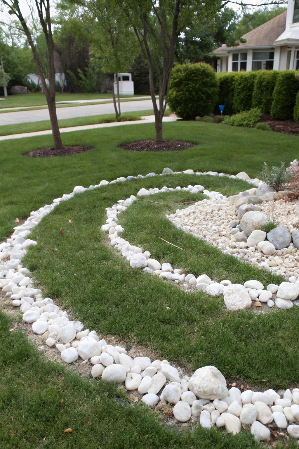 Add whimsy with circular stone layouts.