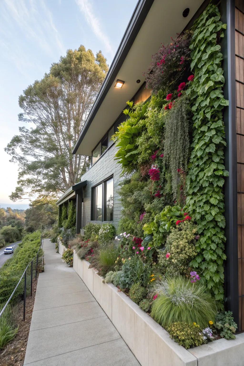 A wallside garden brings nature to your home's exterior.