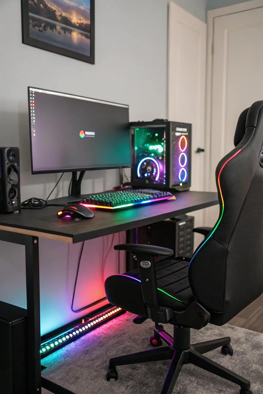 A cohesive color scheme creates a visually striking gaming environment.