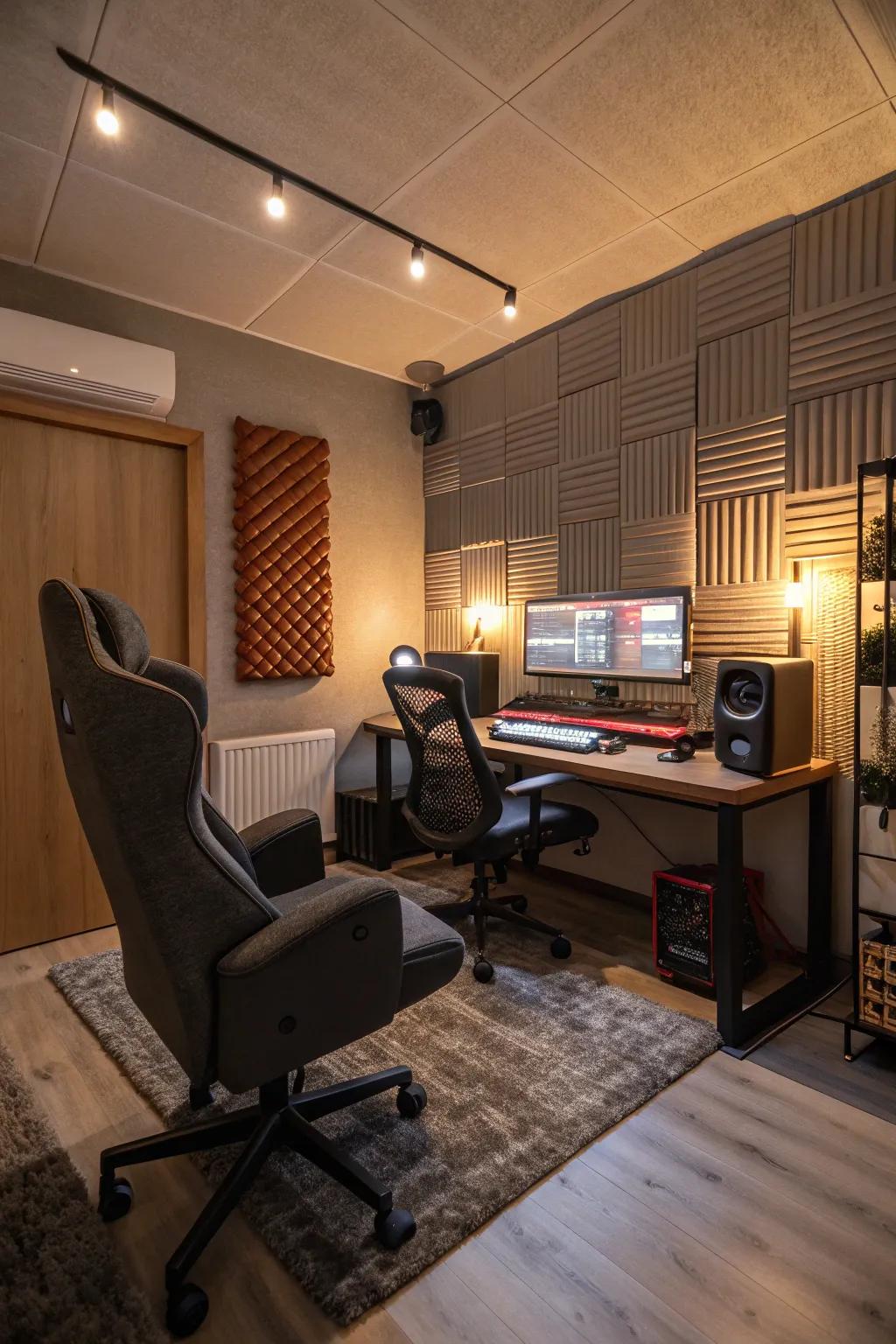 Focus on the game in a soundproofed space.