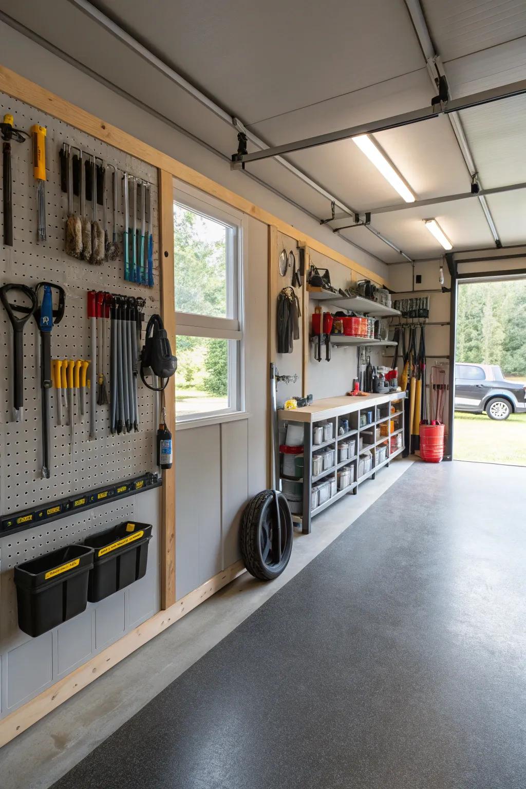Baseboards with hooks offer utility and enhanced storage.