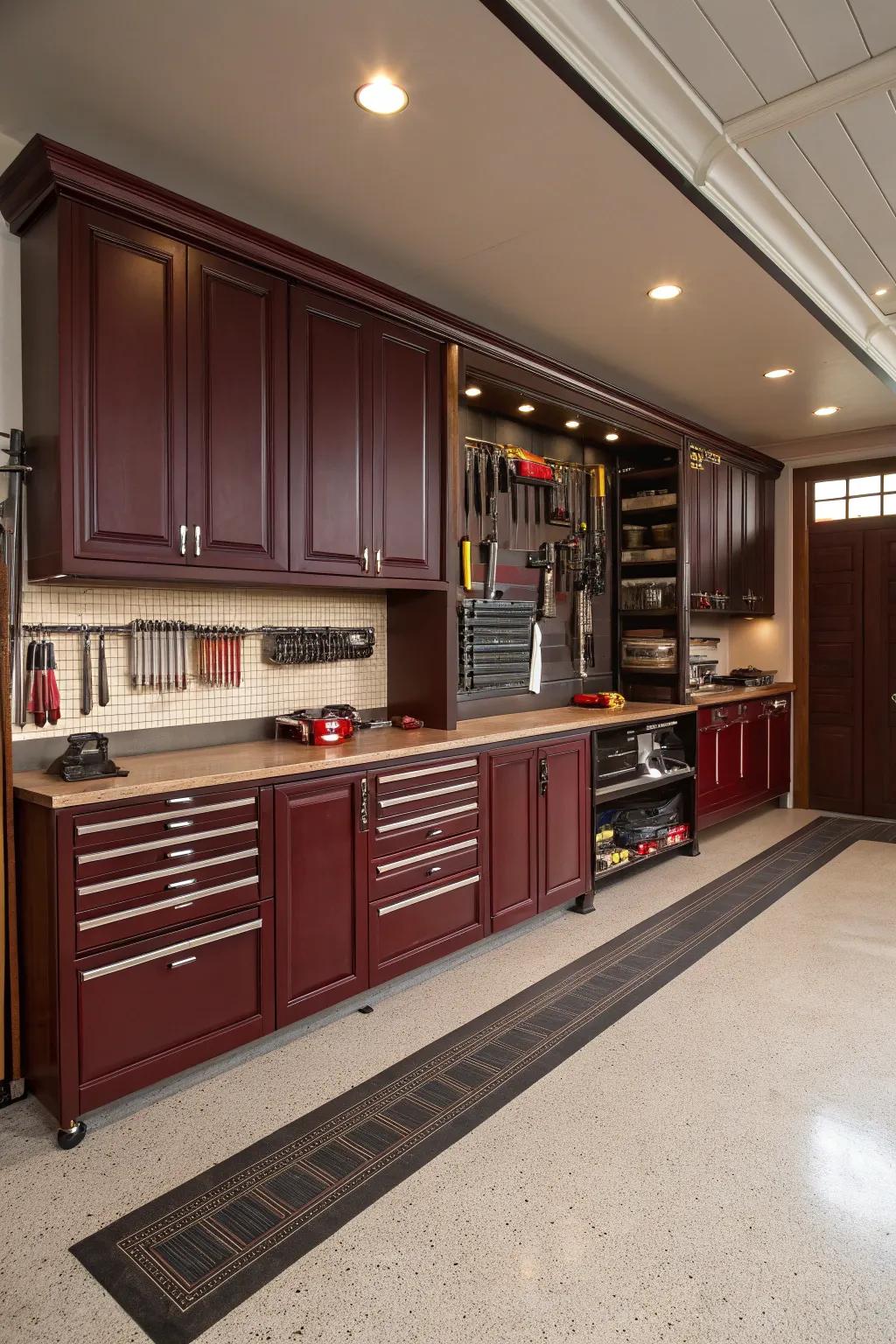 Claret fixtures make for a plush, classic feel.