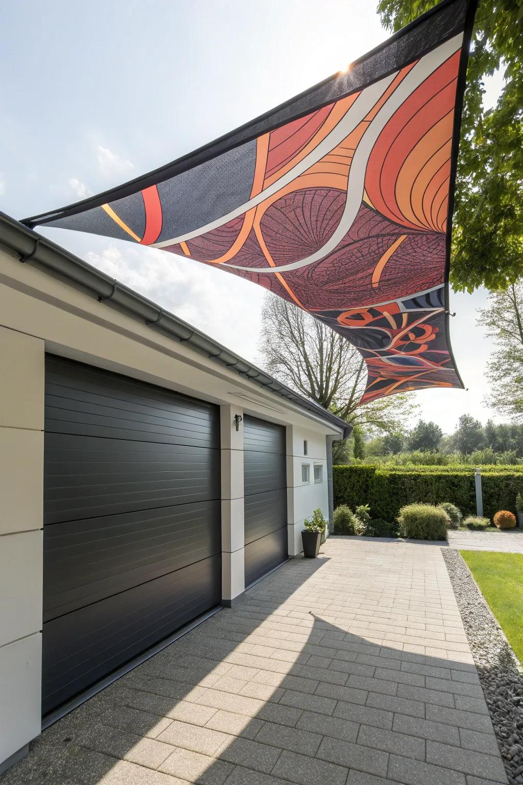 Dynamic and modern fabric sail covering.