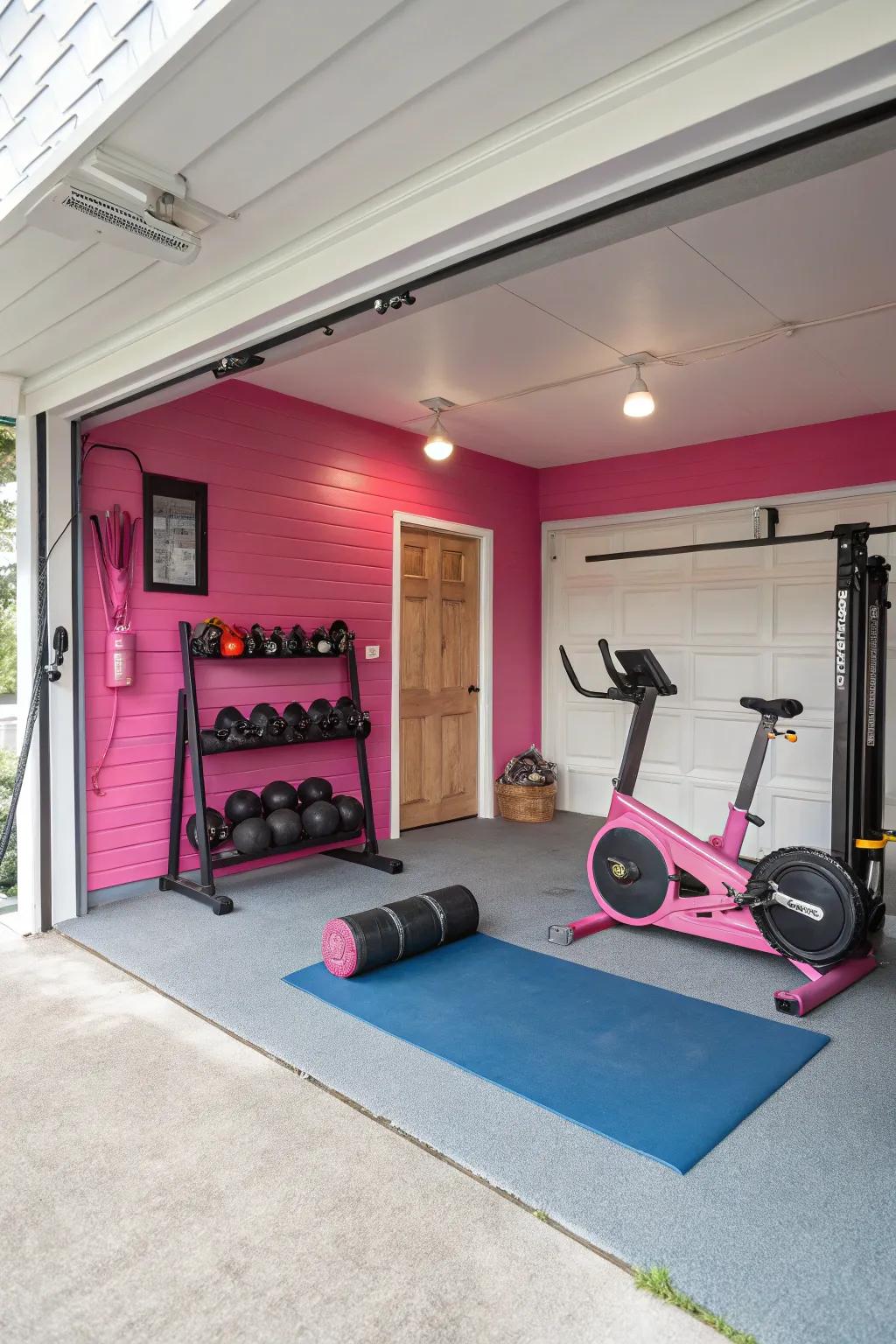 Pink accents give your garage a playful, distinctive touch.