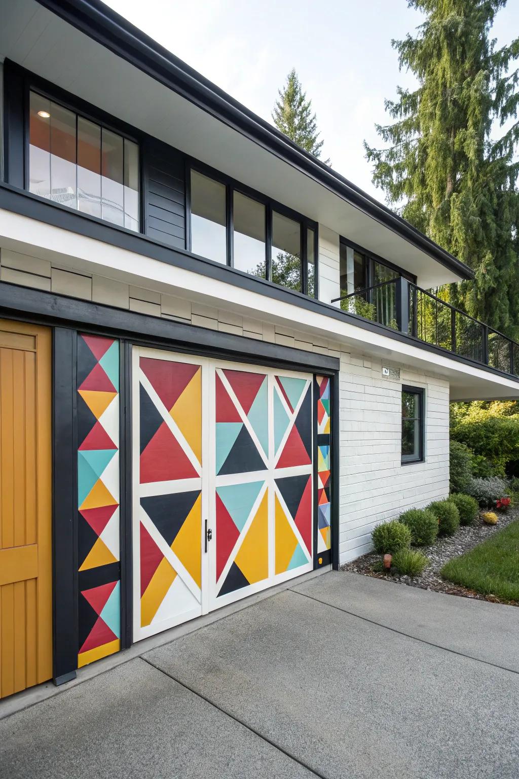 Angular patterns add a modern twist to this entrance.