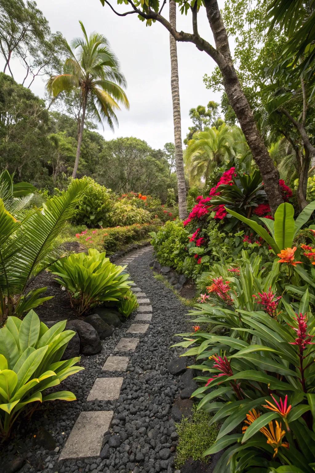 Fashion visual drama in your tropical garden with stone shards.