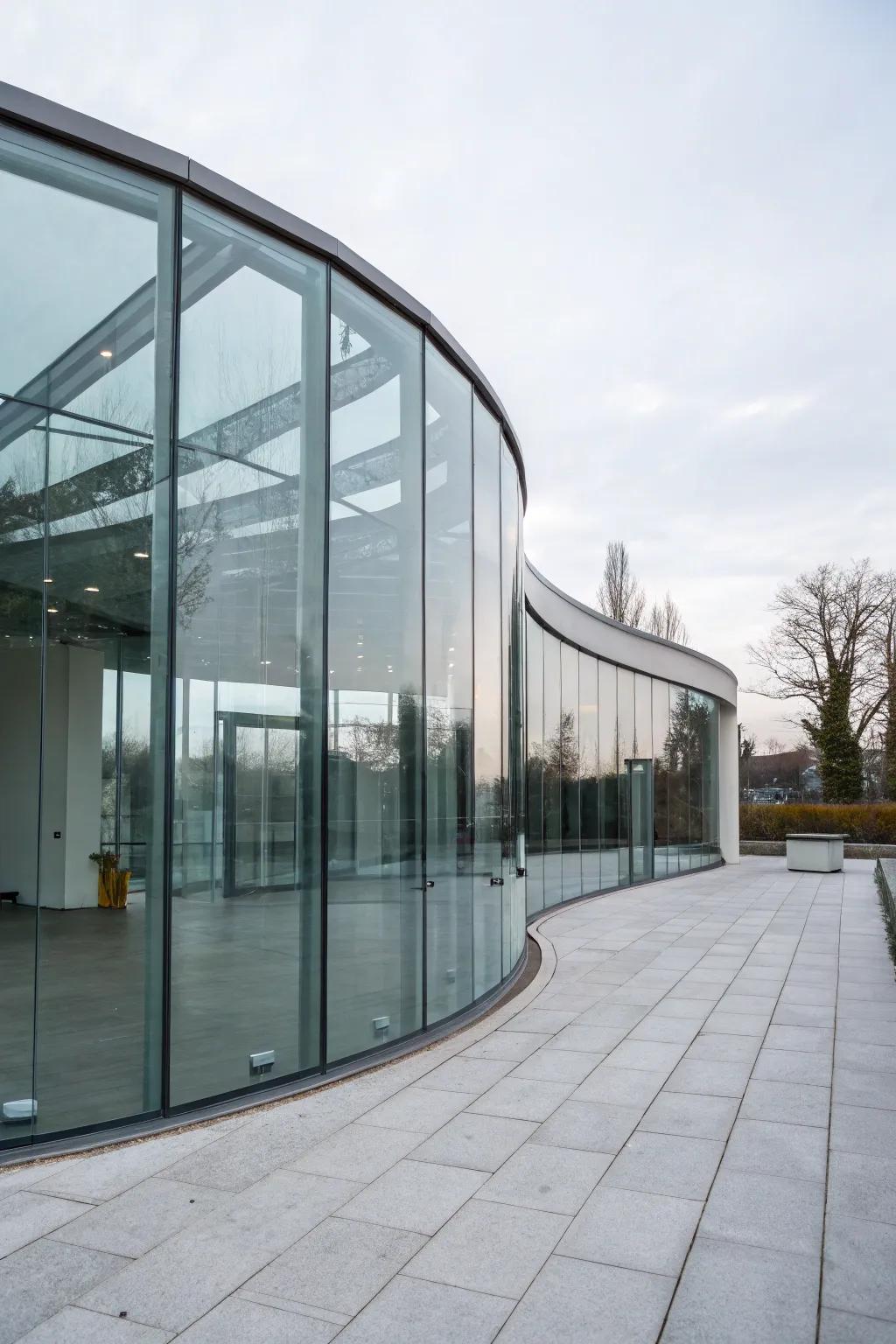 Curved glass that adds a unique touch to modern design.