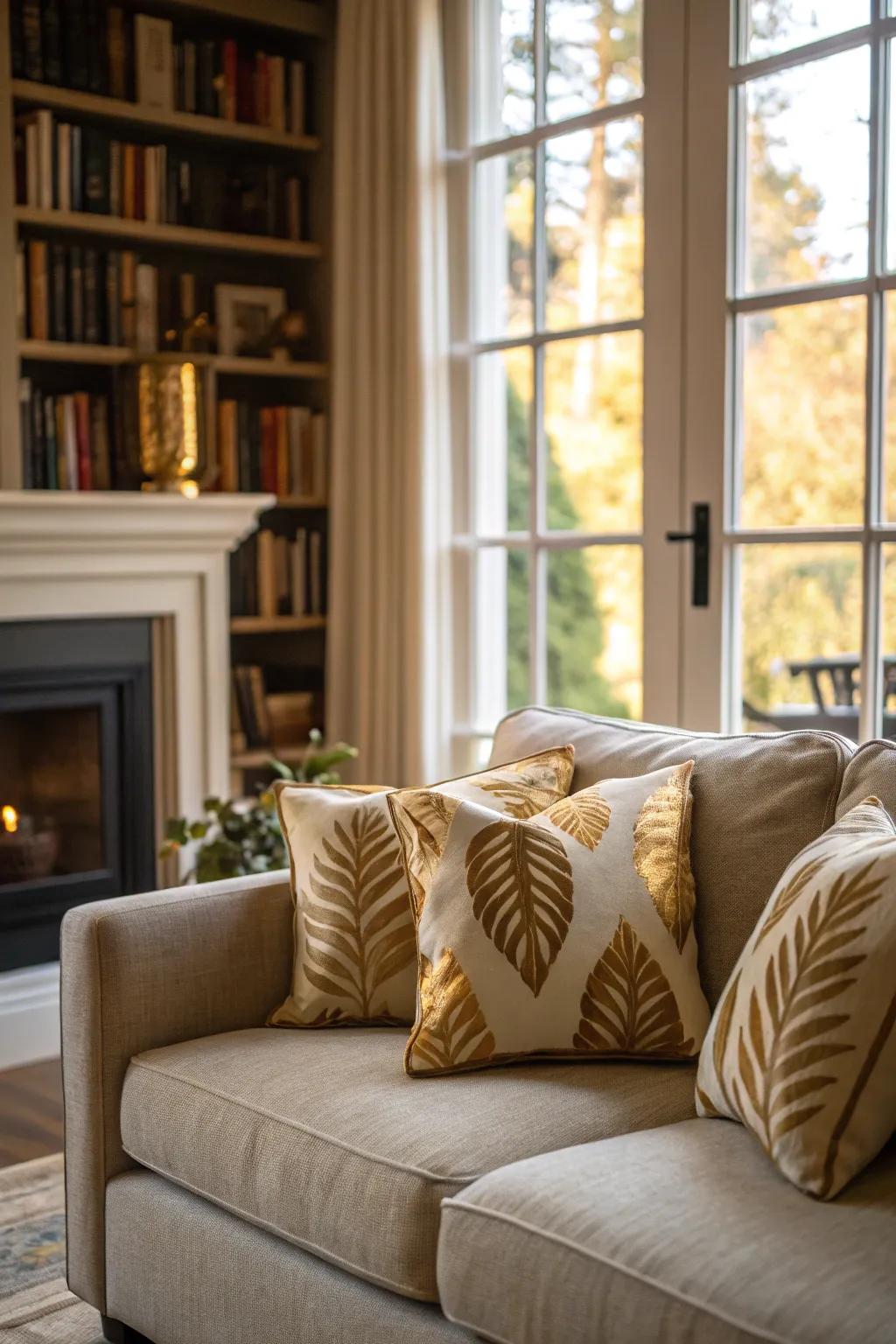 Introduce a hint of luxury to your sofa with gilded paper pillows.