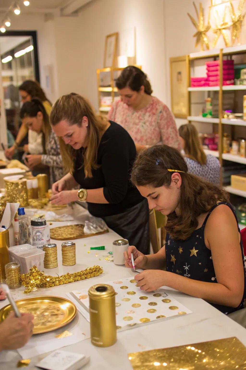 DIY golden decor workshop for creative expression.