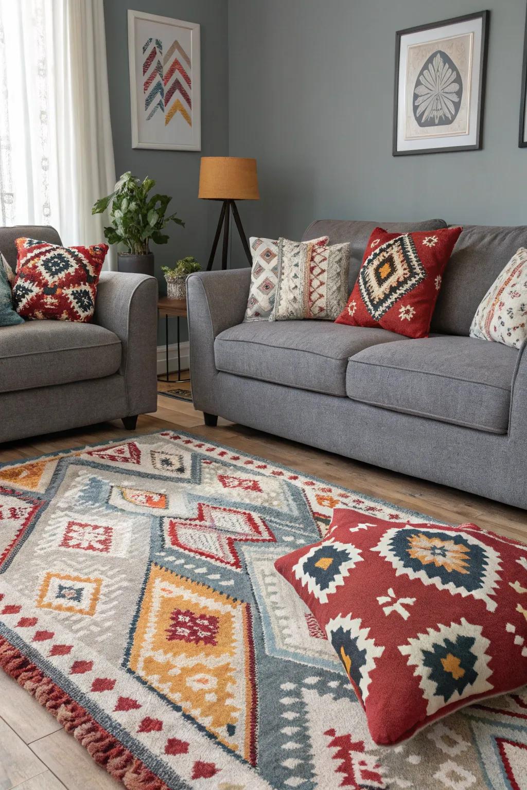 Bold patterns inject a lively, playful energy.