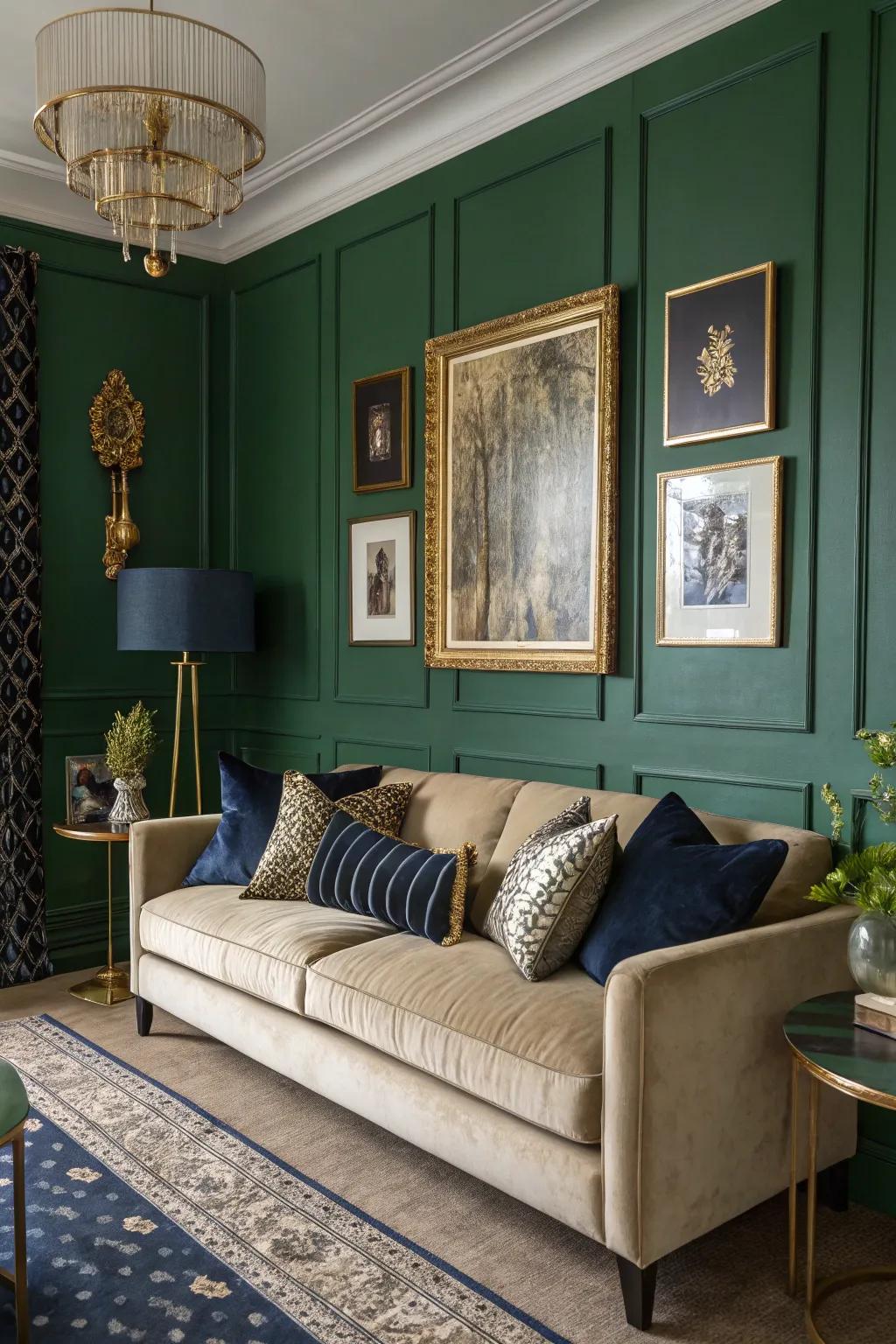 Contrasting tones inject drama and refinement to green aesthetic.