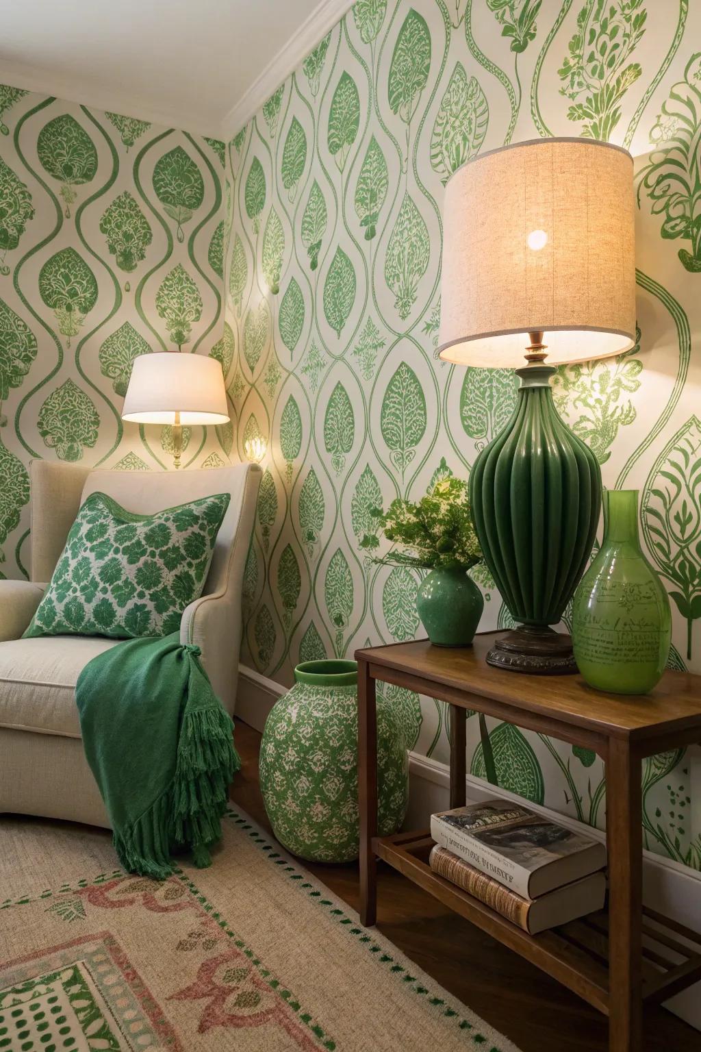 Verdant decorative motifs infuse playfulness and profundity.